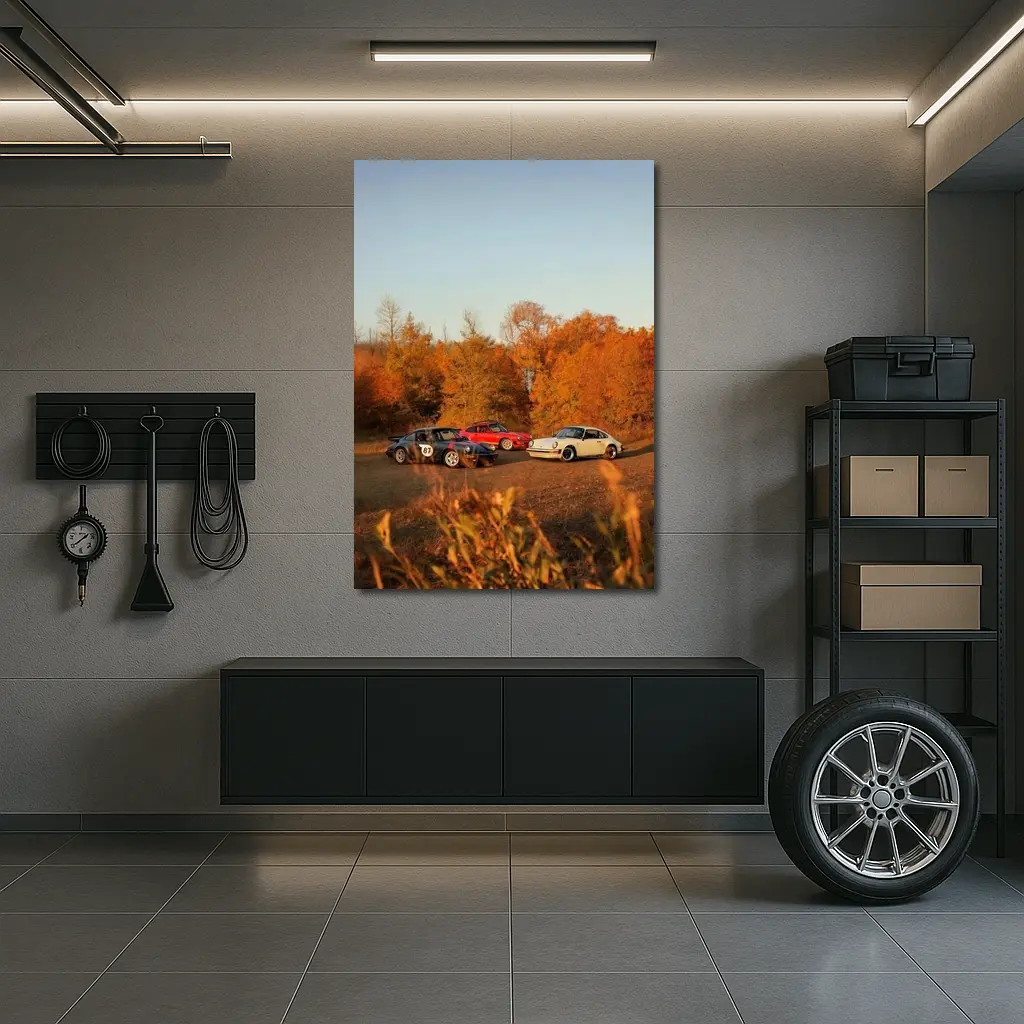 Three Classic Porsche 911 Cars Autumn Setting – Wall Art