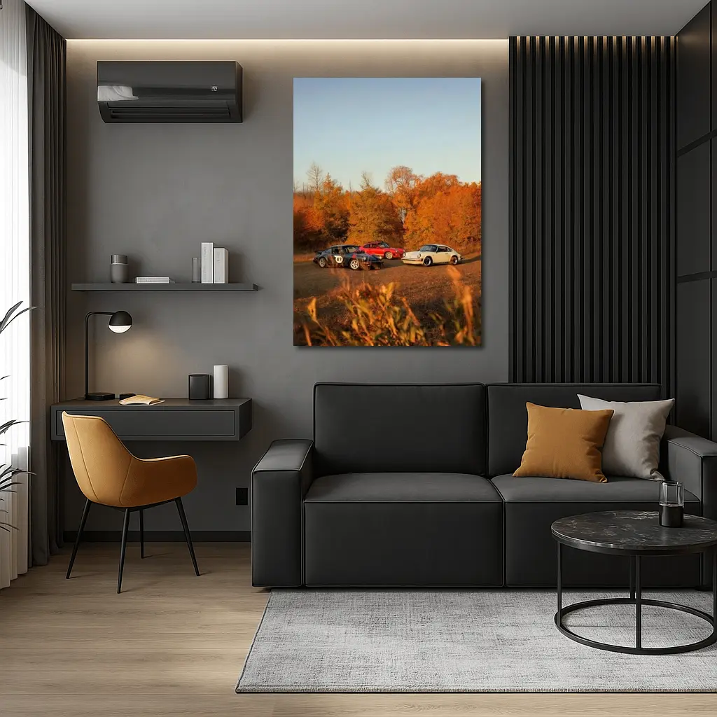 Three Classic Porsche 911 Cars Autumn Setting – Wall Art