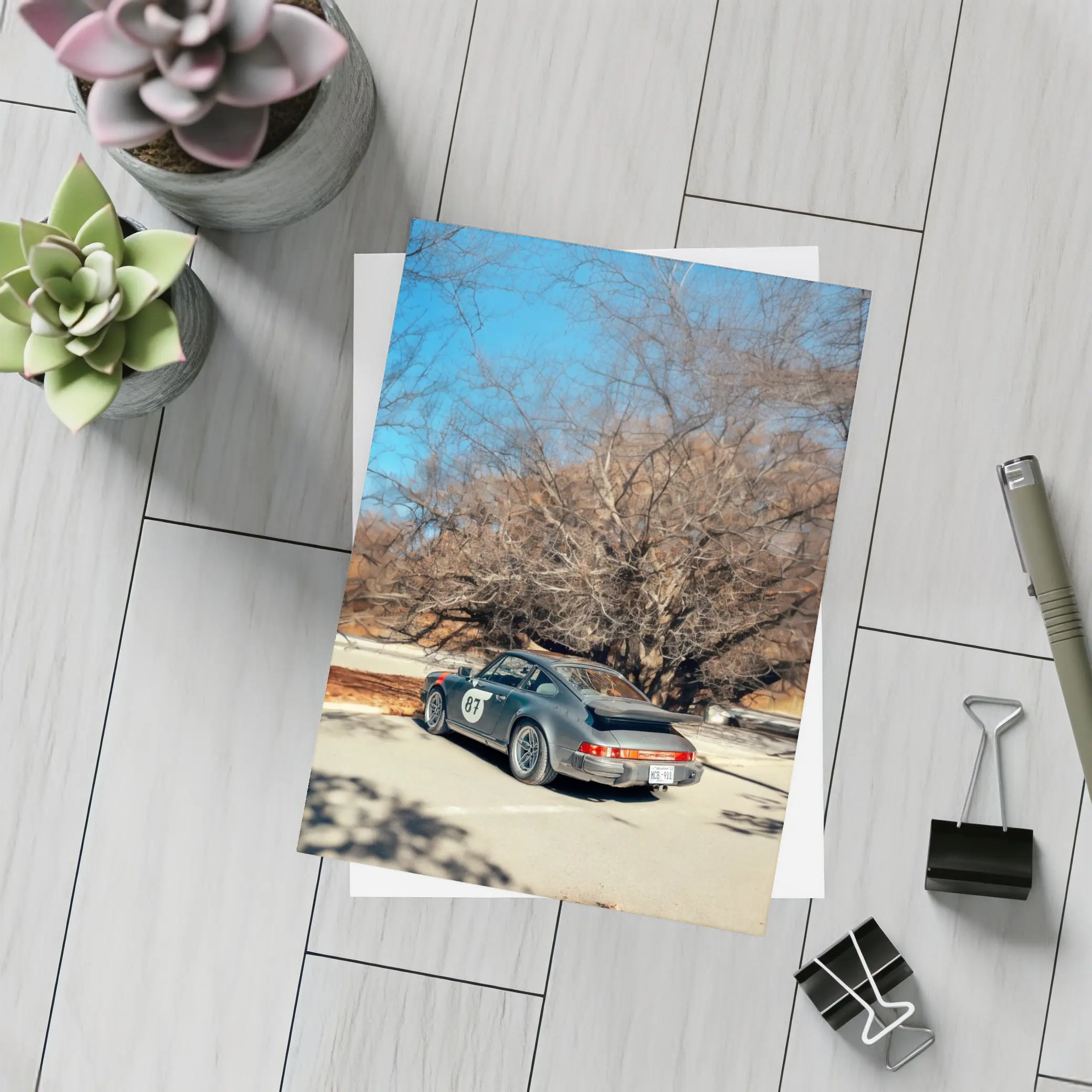 Porsche 911 Race Car Bare Winter Trees – Postcards