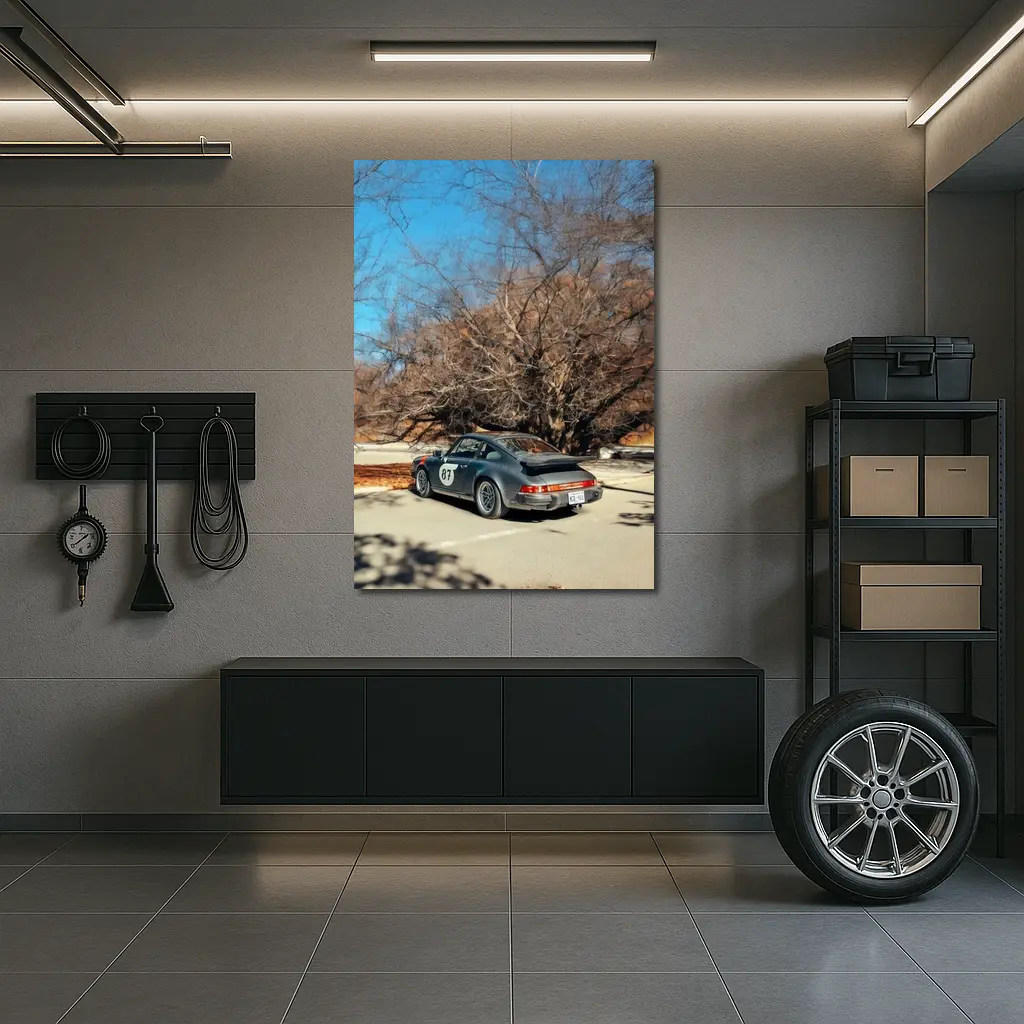 Porsche 911 Race Car Bare Winter Trees – Wall Art