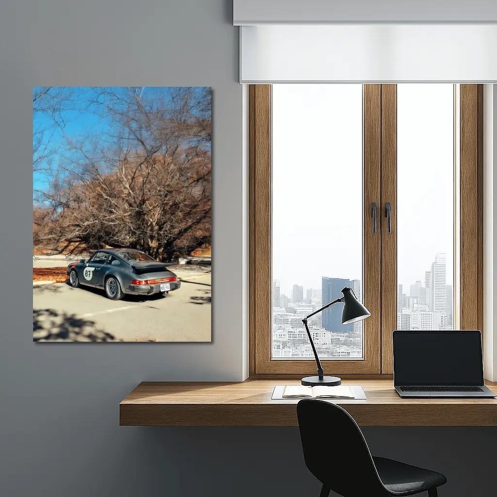 Porsche 911 Race Car Bare Winter Trees – Wall Art