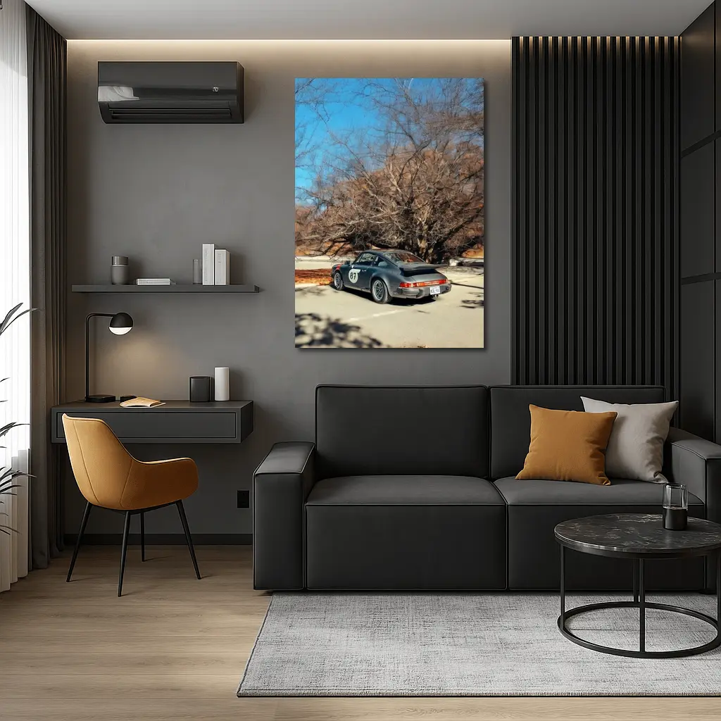 Porsche 911 Race Car Bare Winter Trees – Wall Art