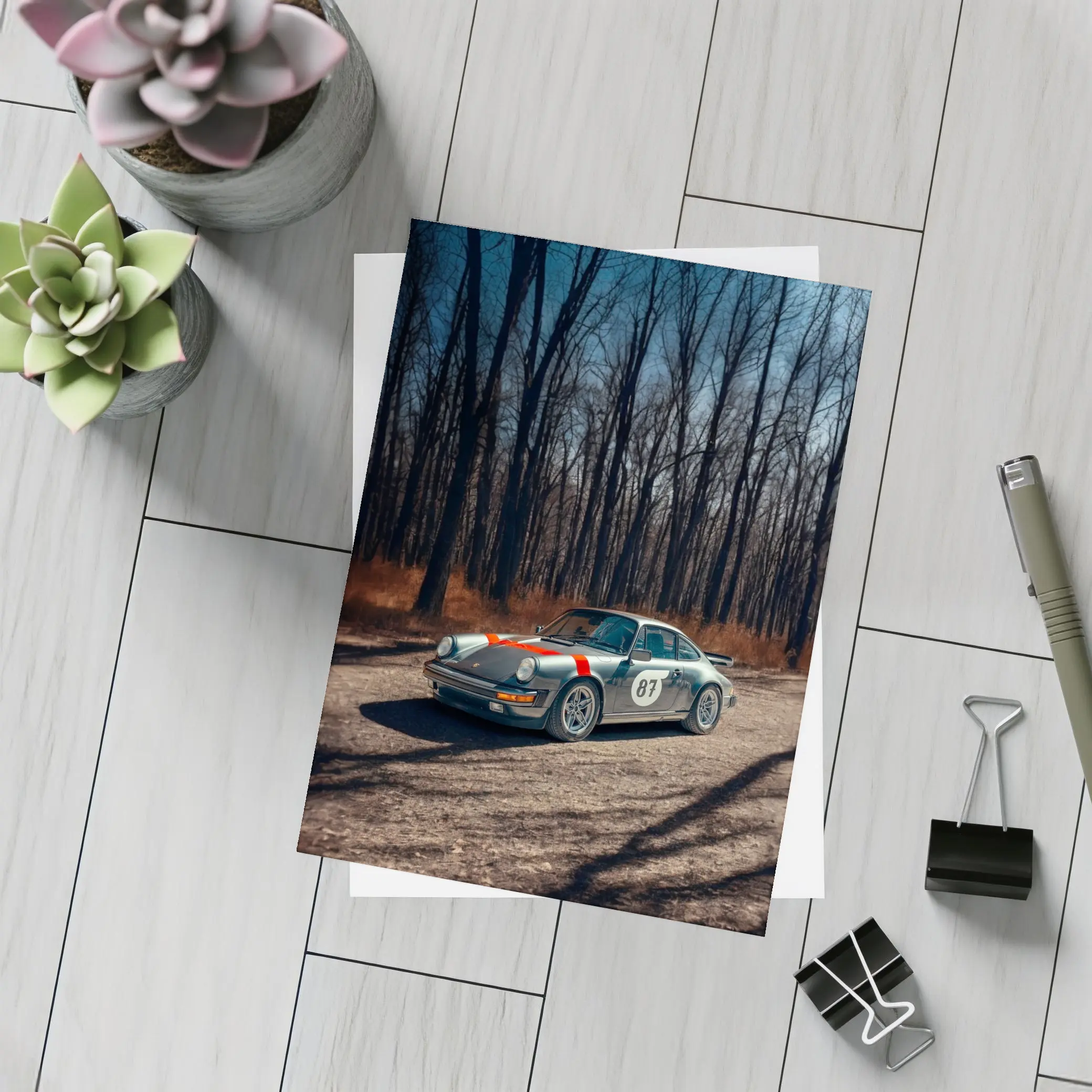 Porsche 911 Rally Car Bare Winter Forest – Postcards