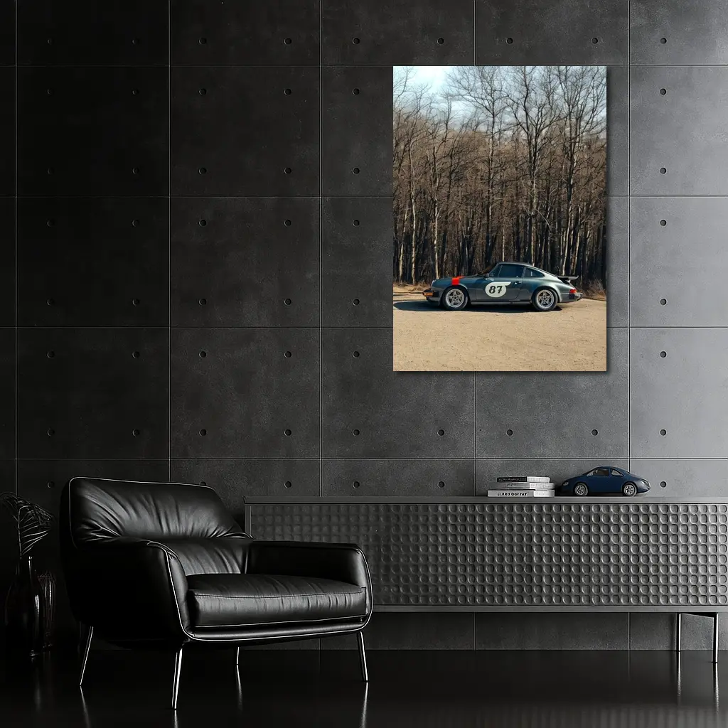 Porsche 911 Race Car Bare Winter Forest – Wall Art