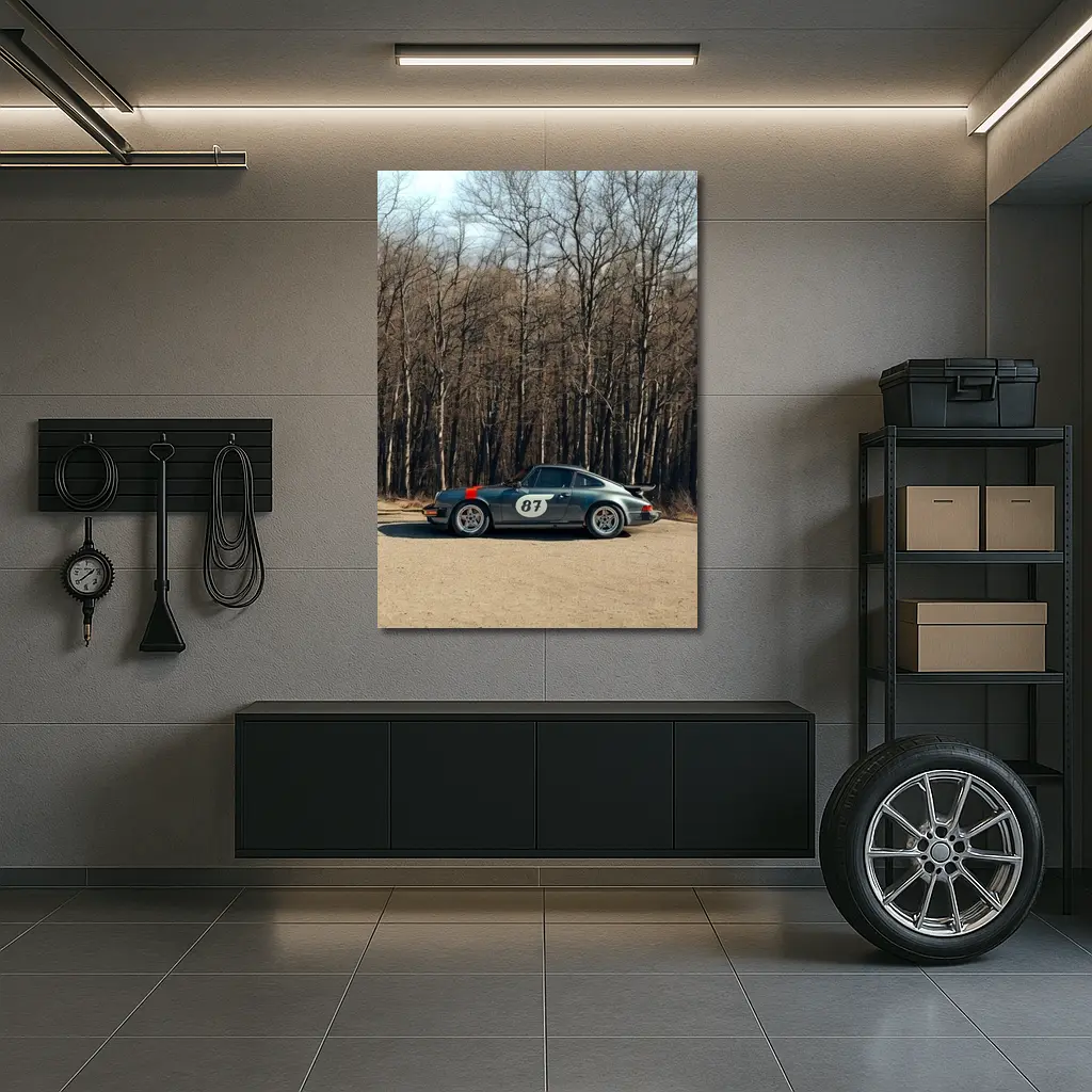 Porsche 911 Race Car Bare Winter Forest – Wall Art