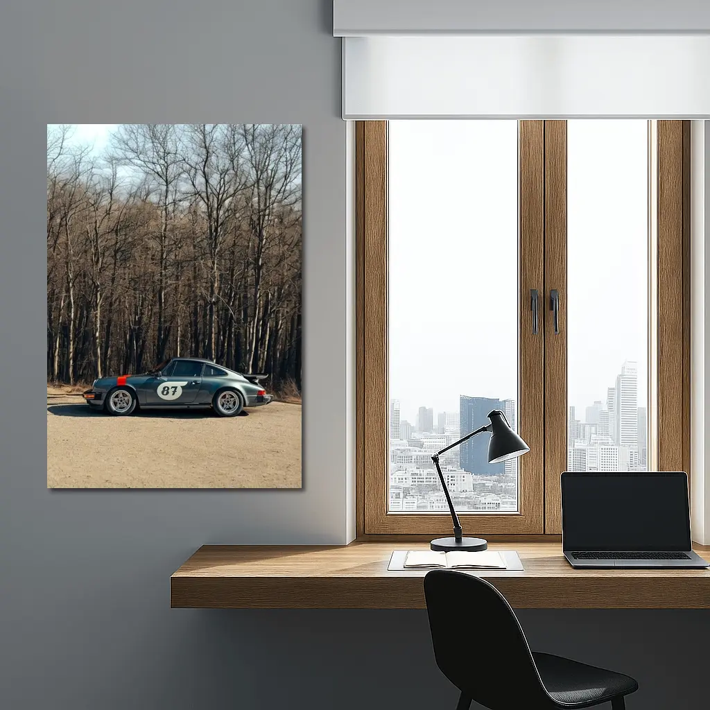Porsche 911 Race Car Bare Winter Forest – Wall Art