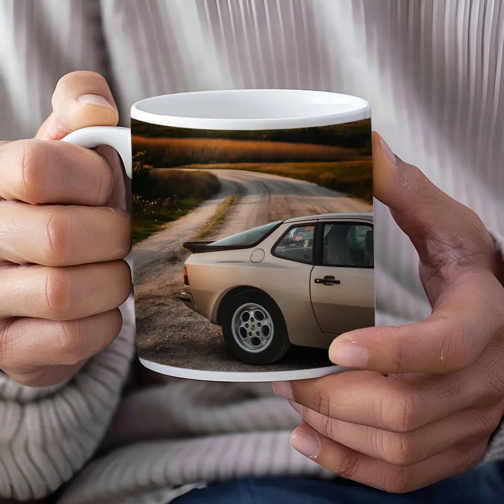 Porsche 924 on Rural Dirt Road – Mugs