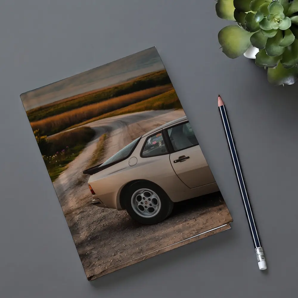 Porsche 924 on Rural Dirt Road – Notebooks