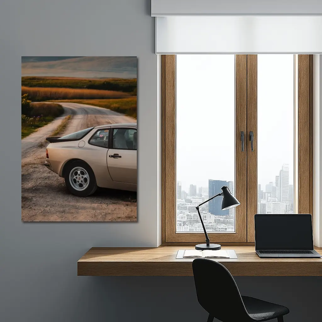 Porsche 924 on Rural Dirt Road – Wall Art