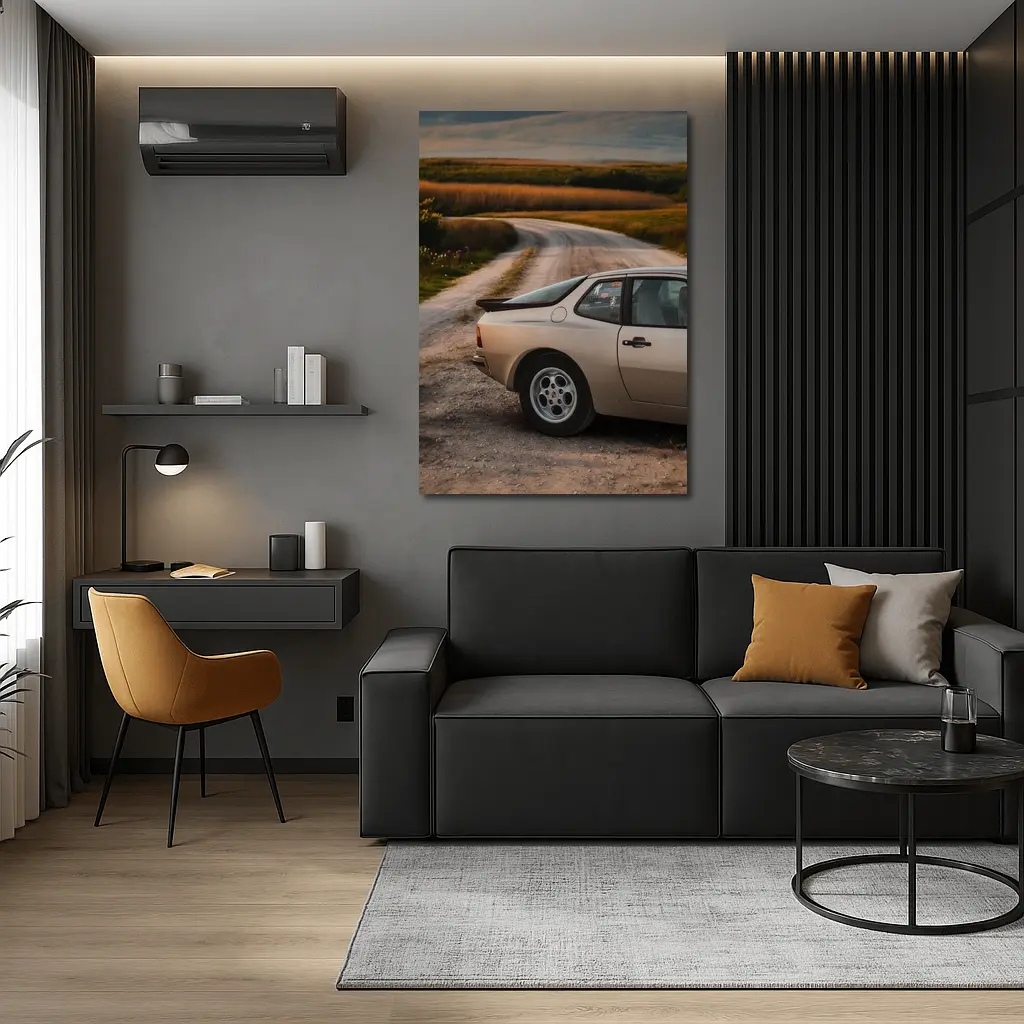 Porsche 924 on Rural Dirt Road – Wall Art