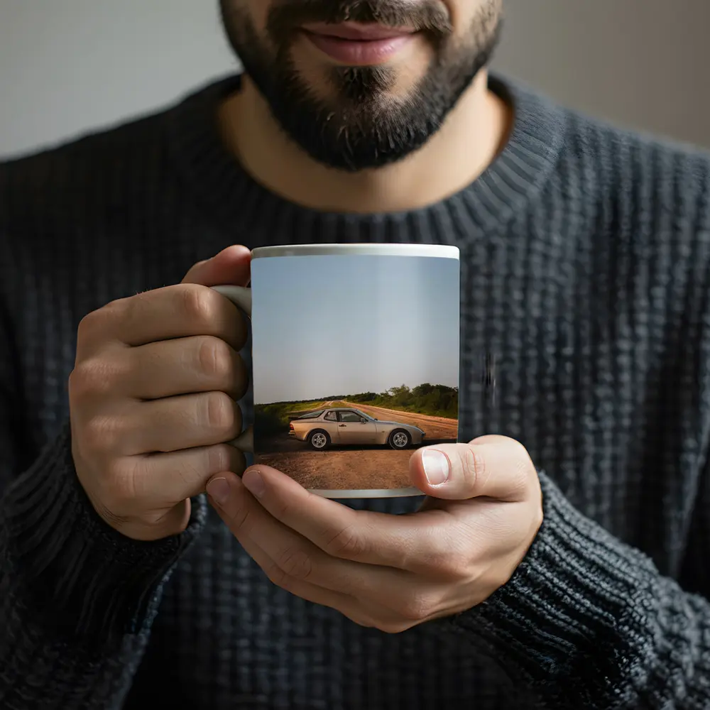 Porsche 944 Silver Coupe Country Road – Mugs