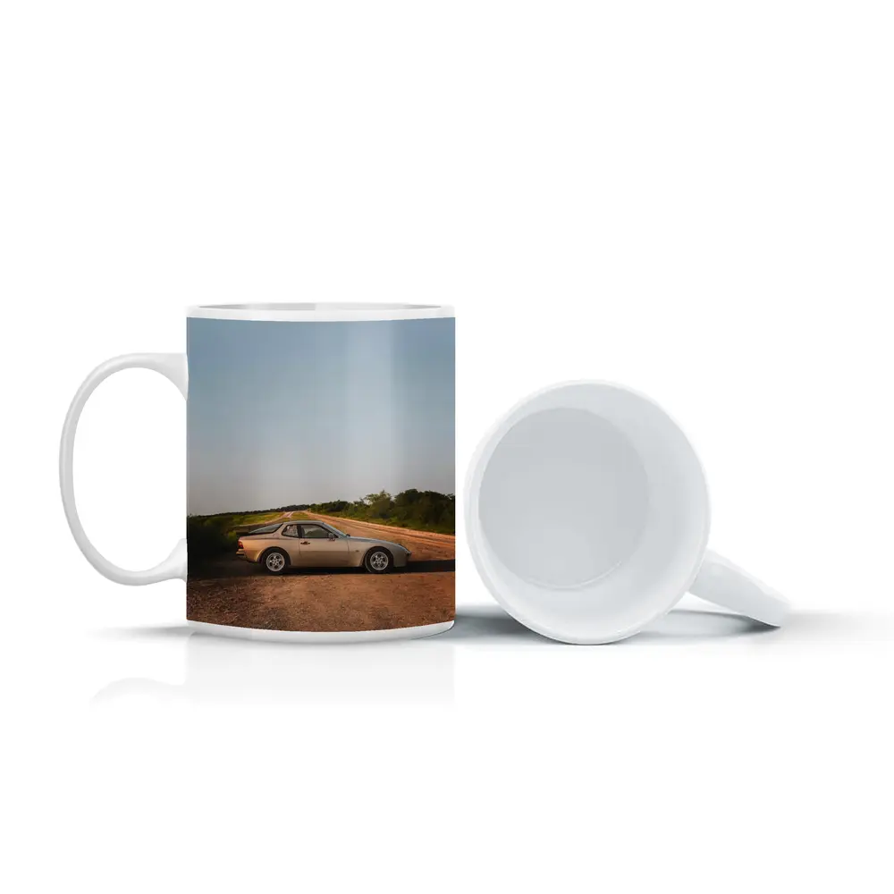 Porsche 944 Silver Coupe Country Road – Mugs