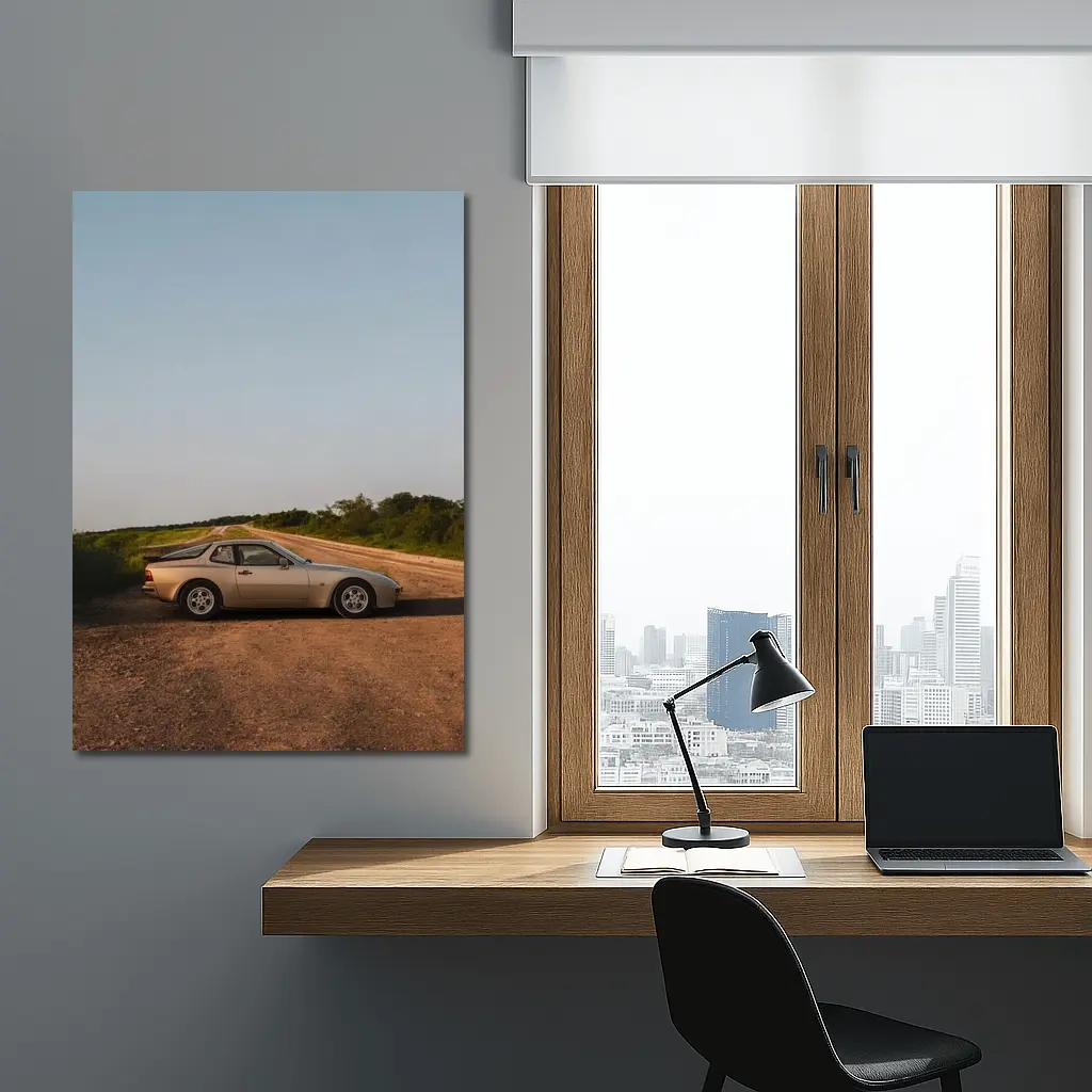Porsche 944 Silver Coupe Country Road – Wall Art