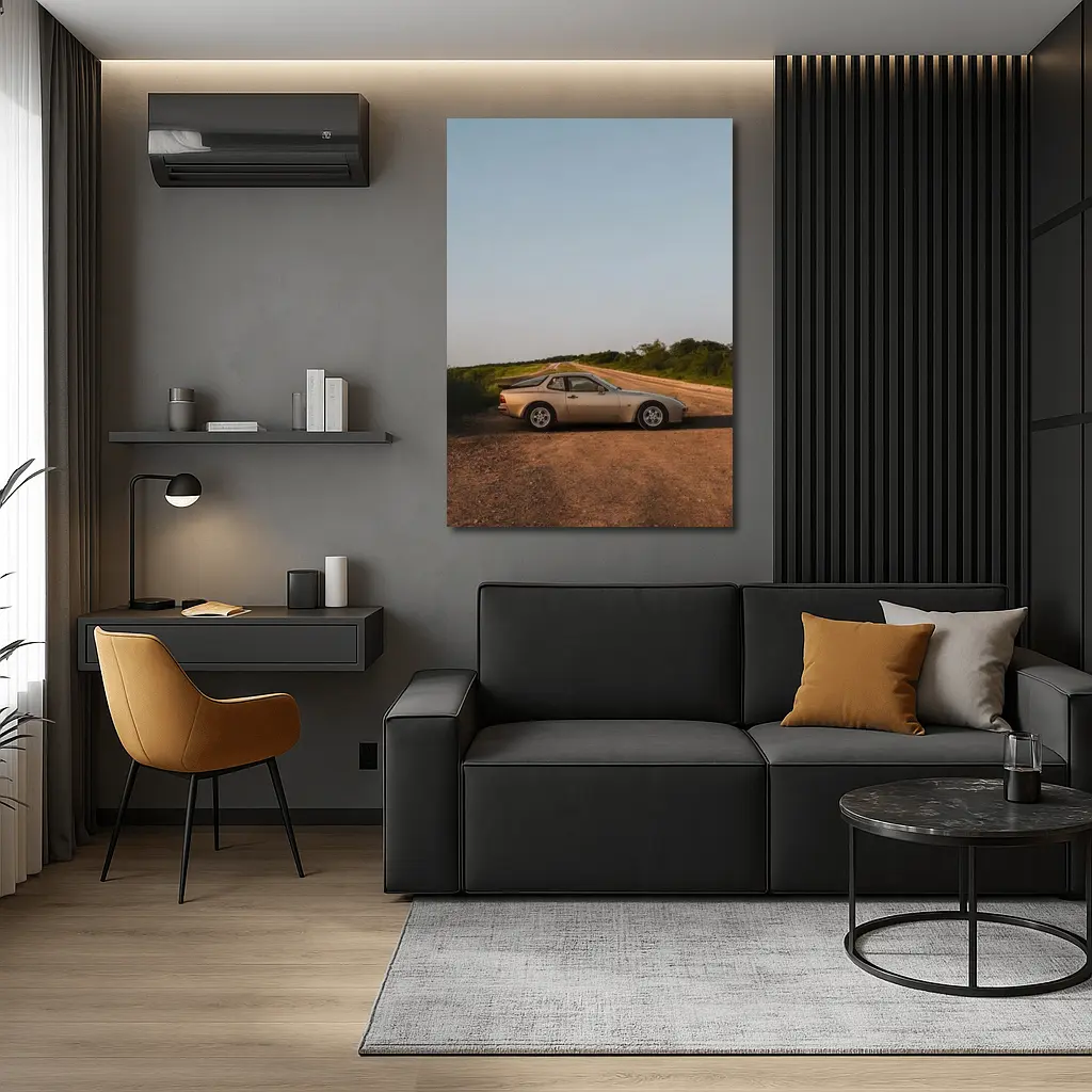 Porsche 944 Silver Coupe Country Road – Wall Art