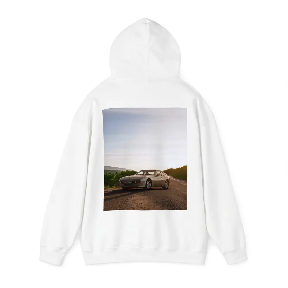 Porsche 944 Silver Coupe Open Road Sunset – Hoodies