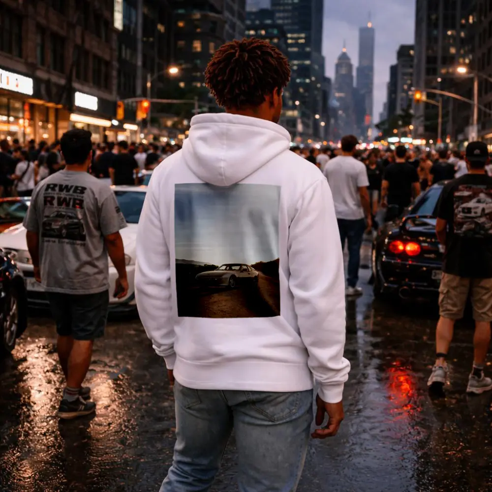 Porsche 944 Silver Coupe Open Road Sunset – Hoodies