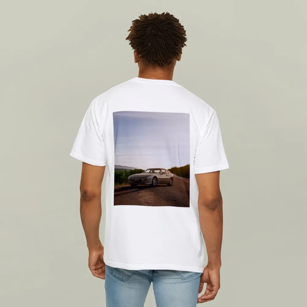 Porsche 944 Silver Coupe Open Road Sunset – T-Shirts