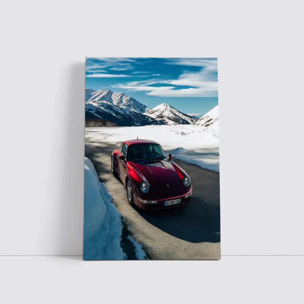 Porsche 911 Red Snow Mountain Road – Wall Art