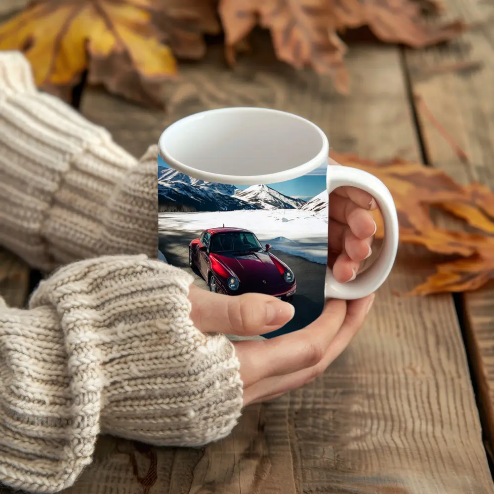 Porsche 911 Red Snow Mountain Road – Mugs