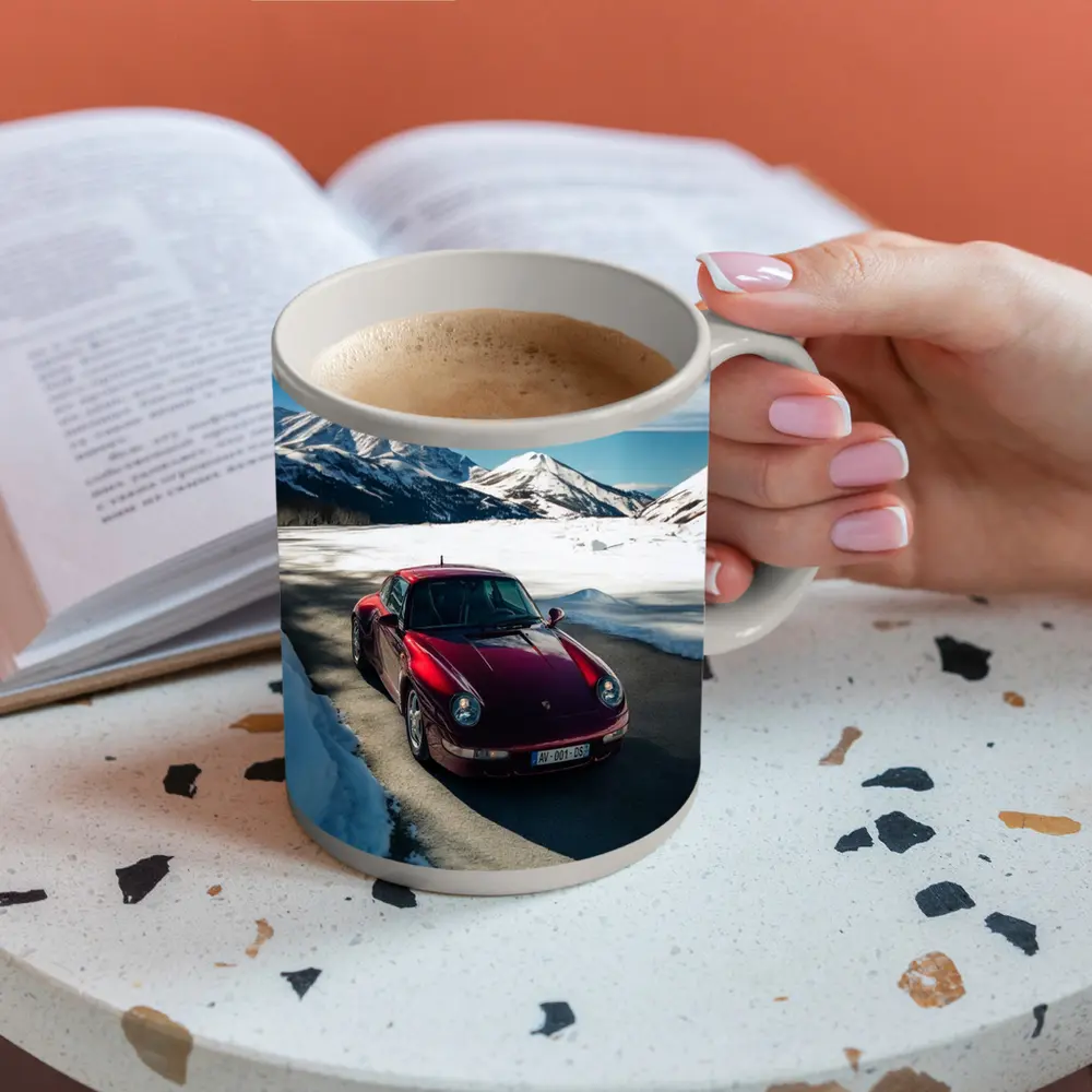 Porsche 911 Red Snow Mountain Road – Mugs