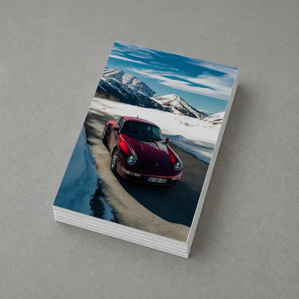 Porsche 911 Red Snow Mountain Road – Postcards