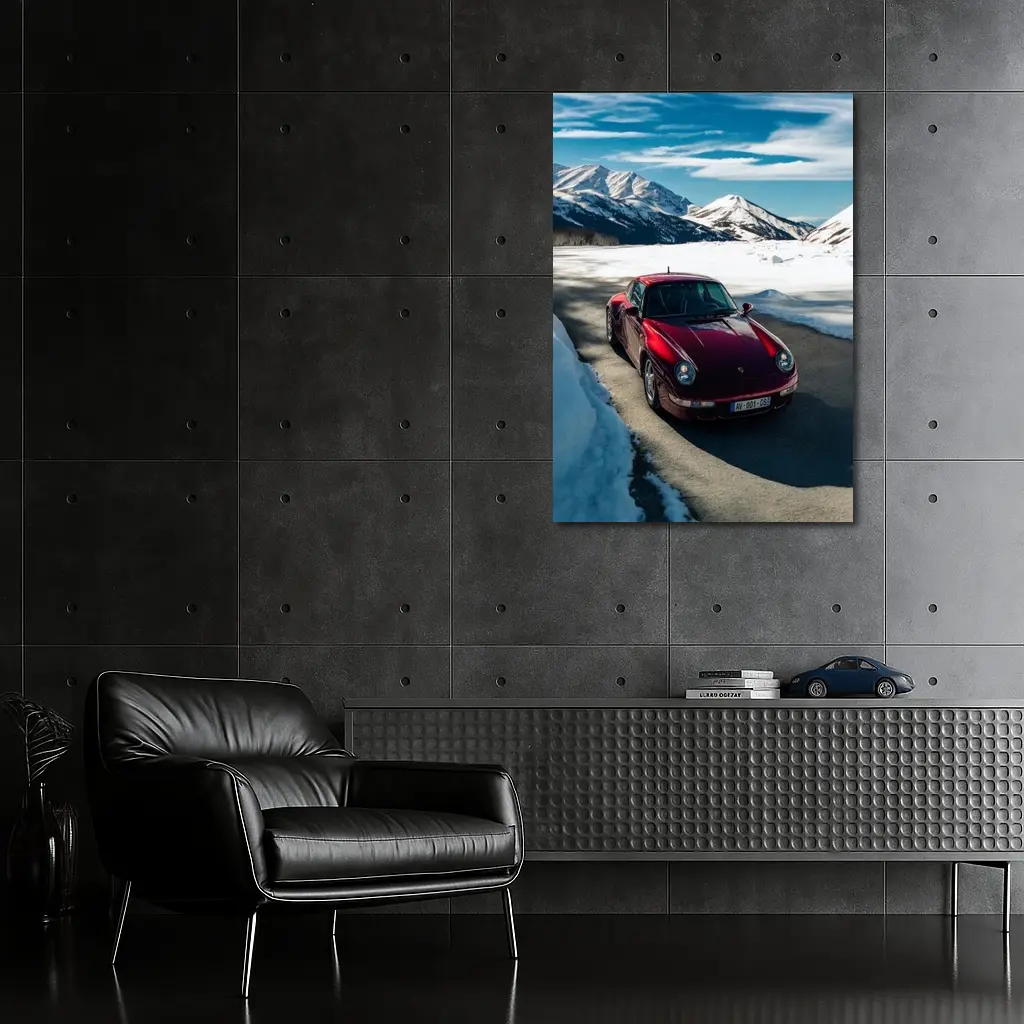 Porsche 911 Red Snow Mountain Road – Wall Art