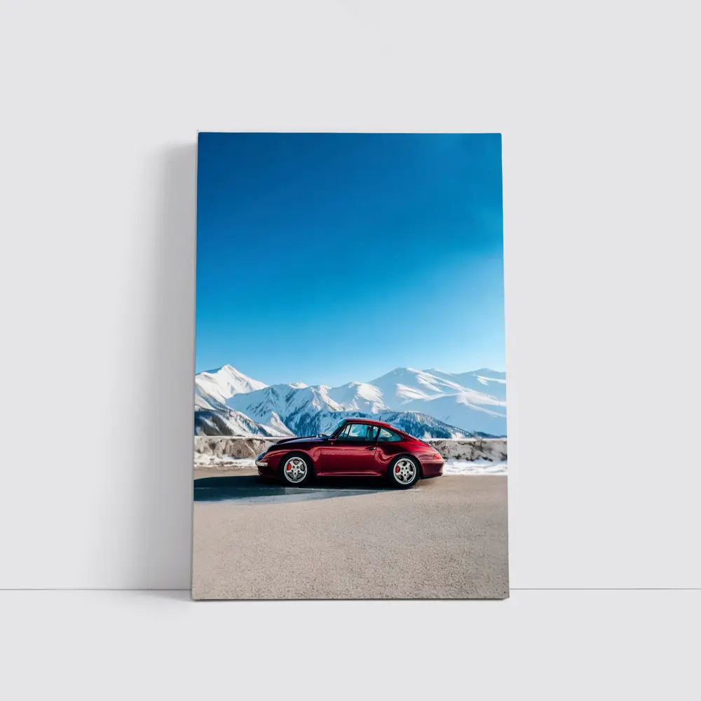 Porsche 911 Red Classic Winter Mountains – Wall Art