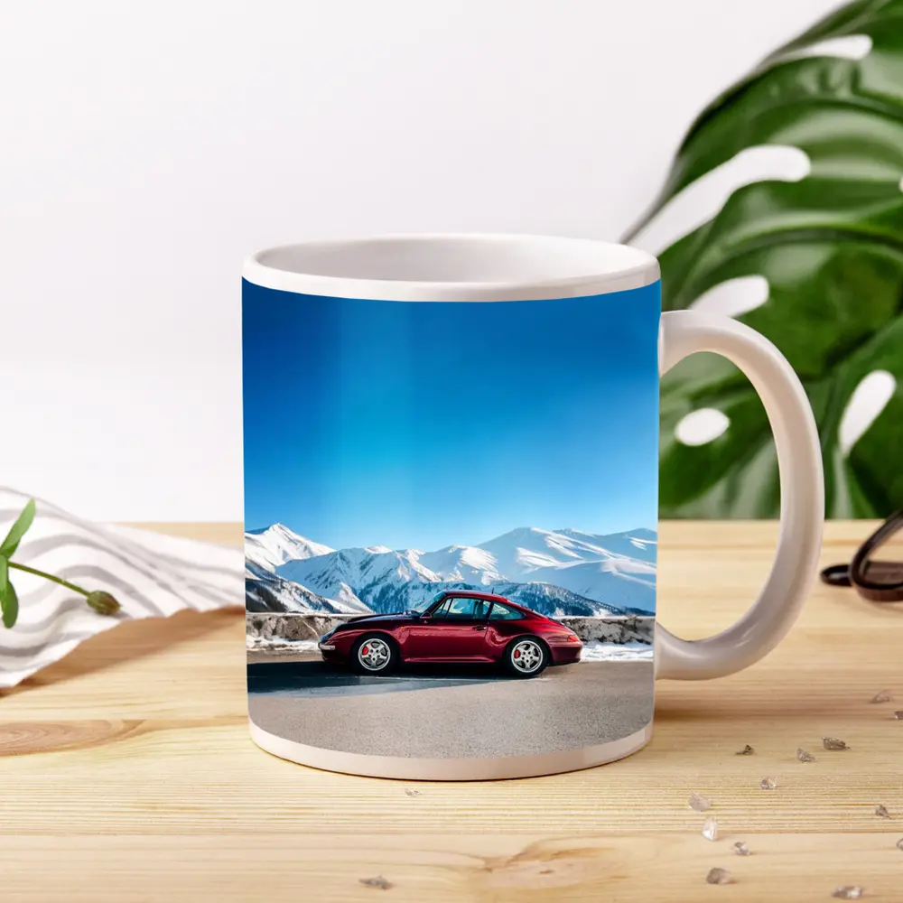 Porsche 911 Red Classic Winter Mountains – Mugs