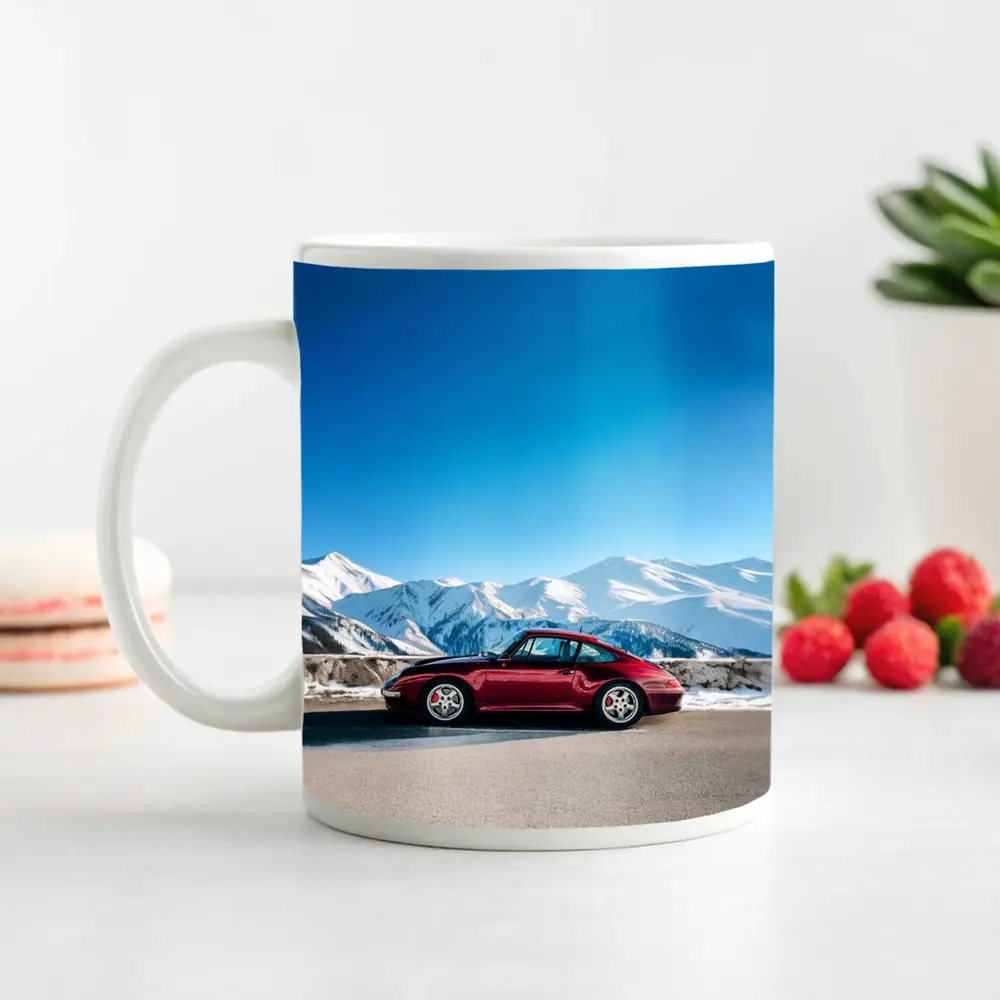 Porsche 911 Red Classic Winter Mountains – Mugs