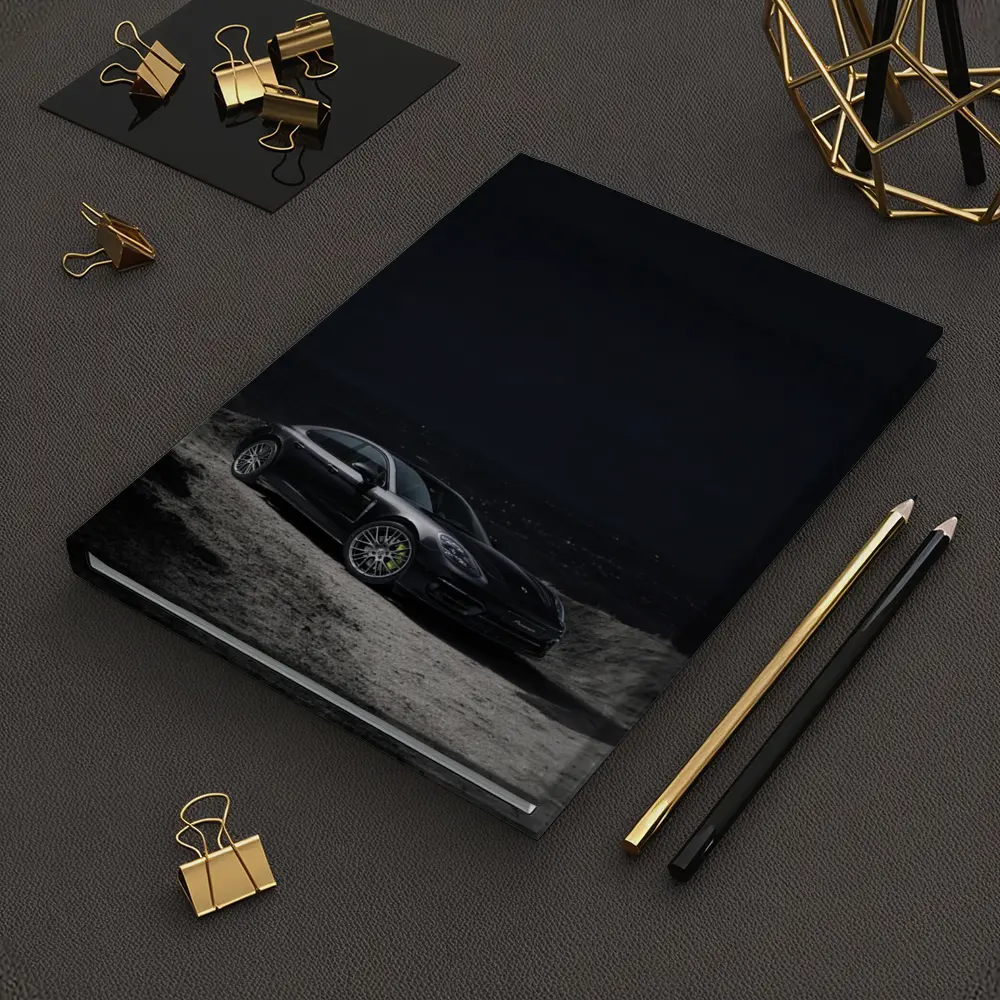 Porsche Panamera Parked on Dark Terrain – Notebooks