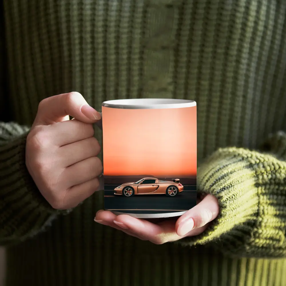 Porsche Carrera GT Pink Sunset Road – Mugs