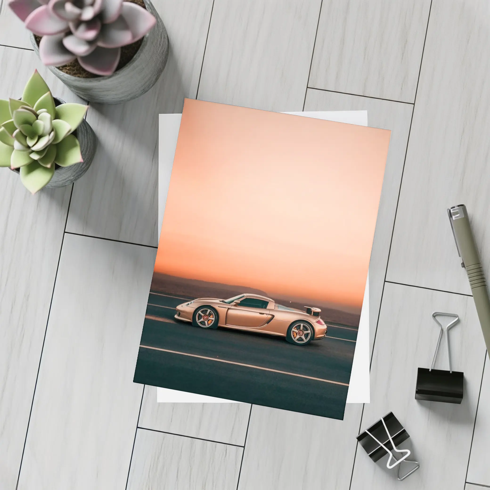 Porsche Carrera GT Pink Sunset Road – Postcards