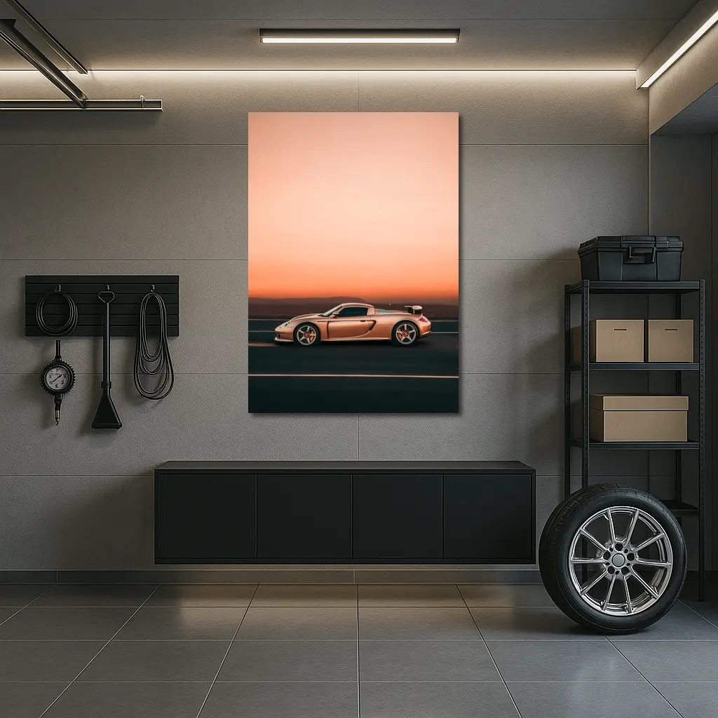 Porsche Carrera GT Pink Sunset Road – Wall Art