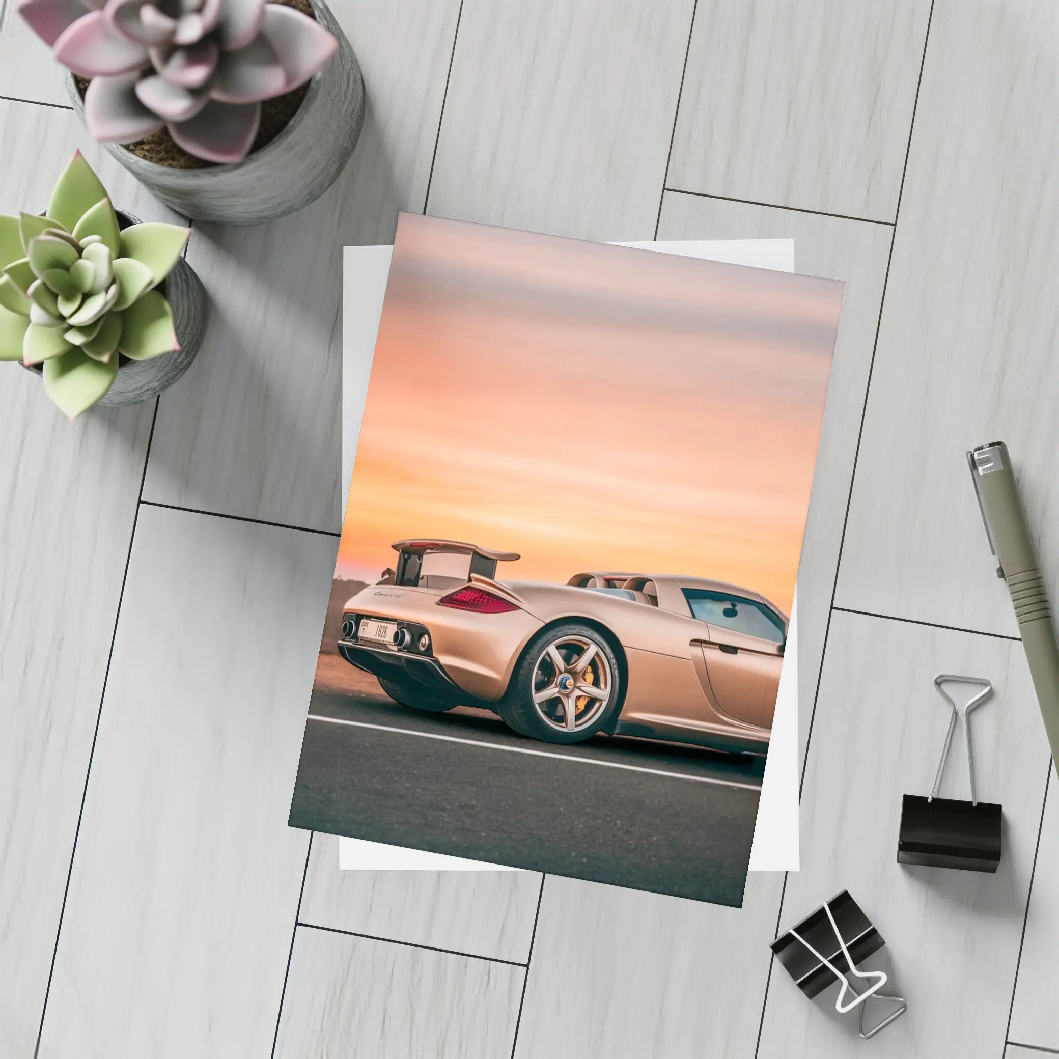 Porsche Carrera GT Sunset Road Side View – Postcards