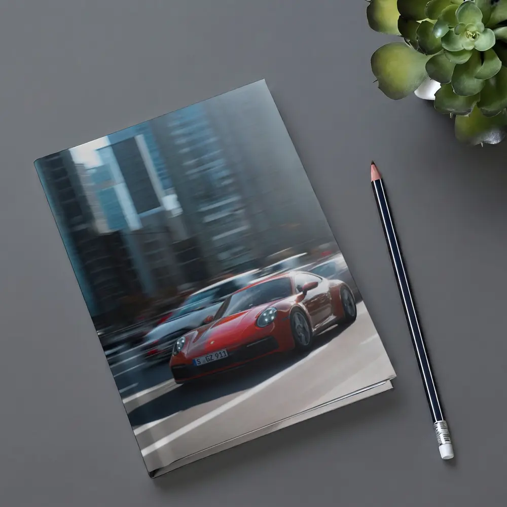 Red Porsche 911 Racing Through City Streets – Notebooks