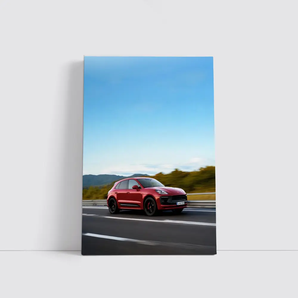 Red Porsche Macan GTS On Open Highway – Wall Art