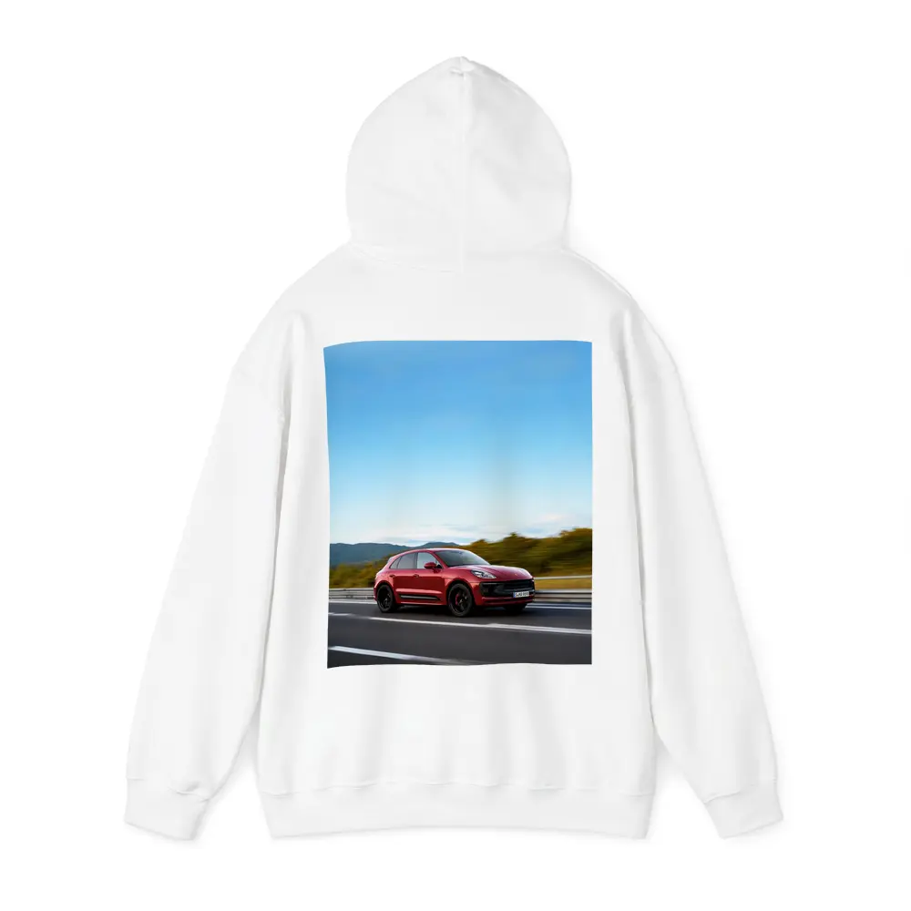 Red Porsche Macan GTS On Open Highway – Hoodies