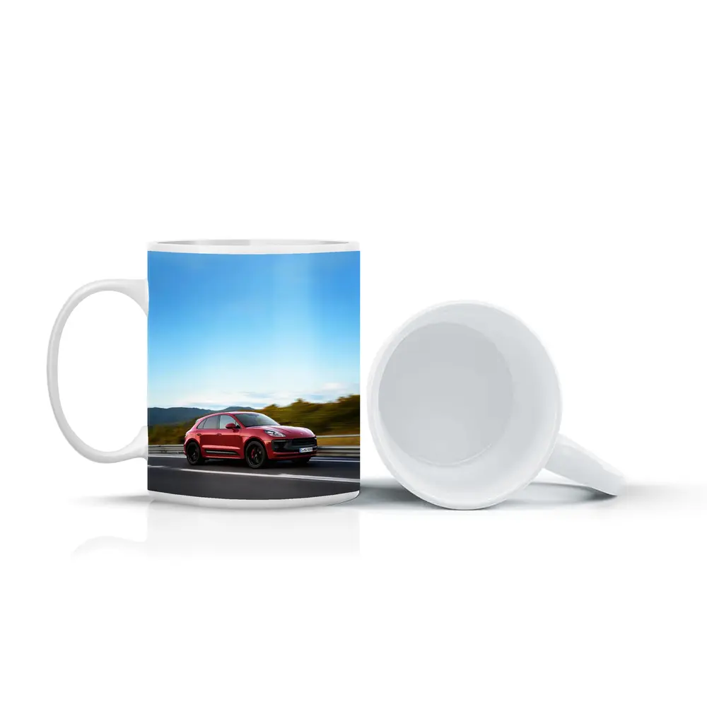Red Porsche Macan GTS On Open Highway – Mugs