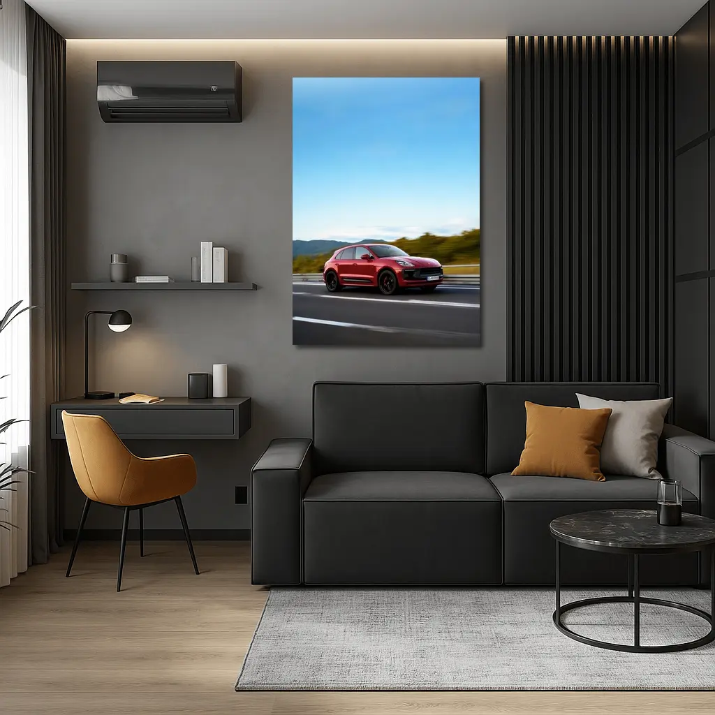 Red Porsche Macan GTS On Open Highway – Wall Art
