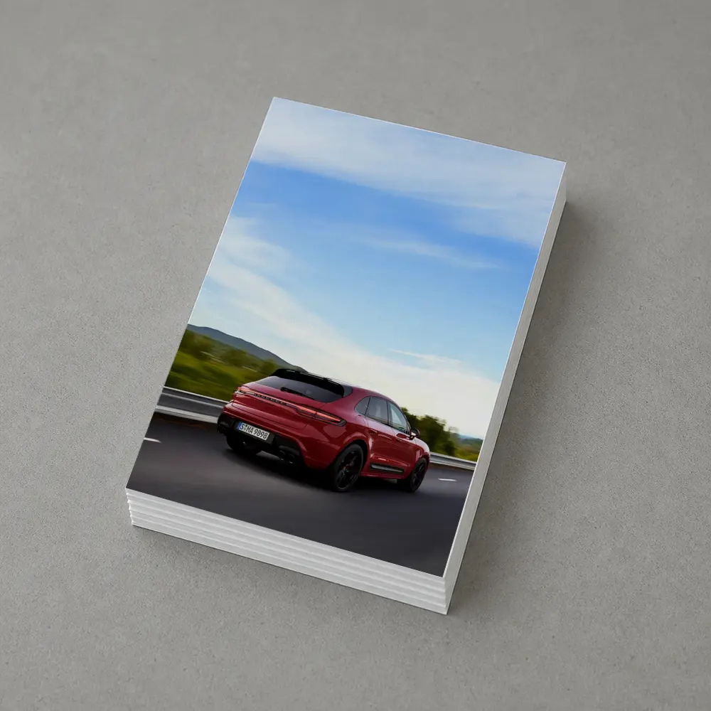 Red Porsche Cayenne Speeding On Open Road – Postcards