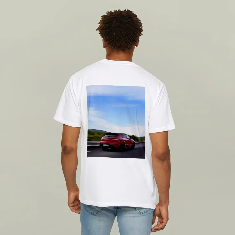 Red Porsche Cayenne Speeding On Open Road – T-Shirts
