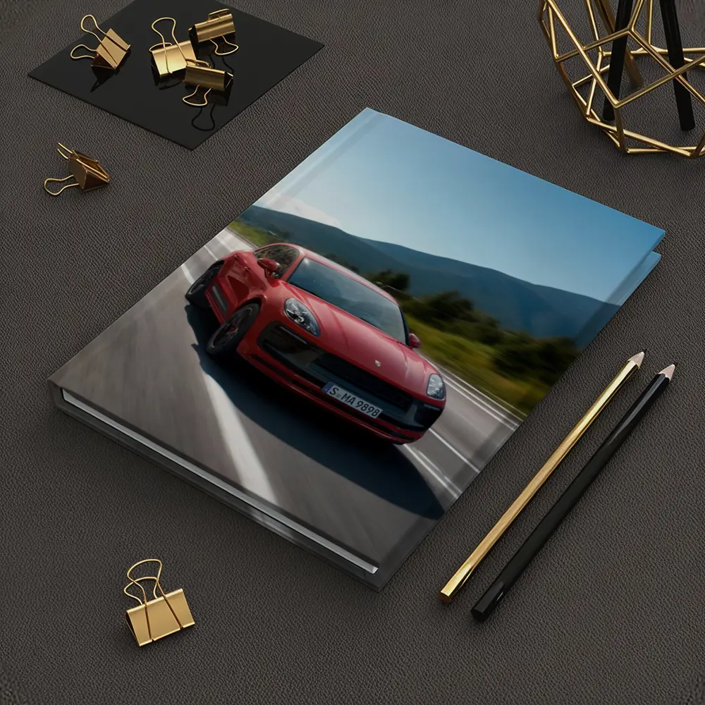 Red Porsche Macan GTS on Mountain Road – Notebooks