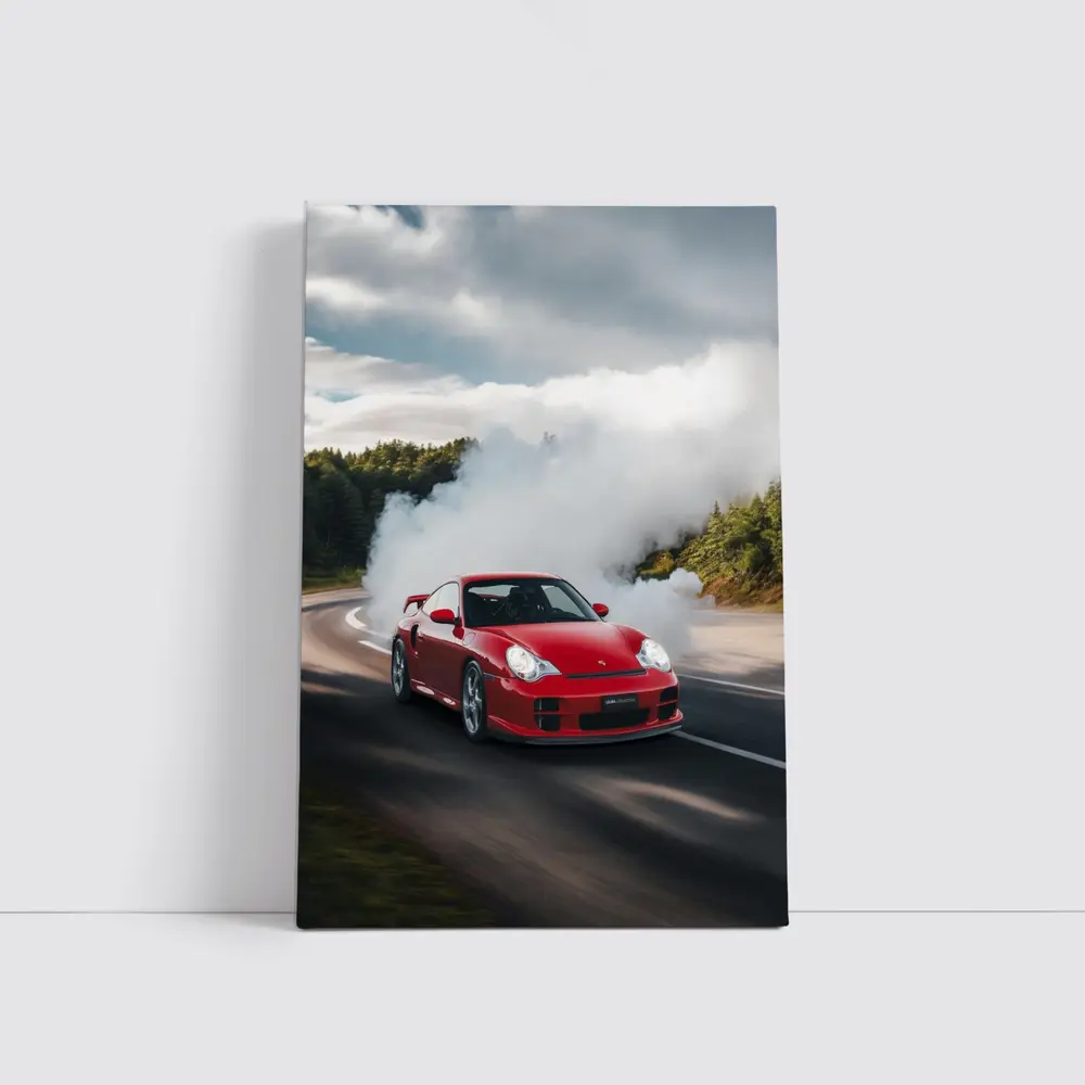 Red Porsche 911 GT2 Smoking Road – Wall Art