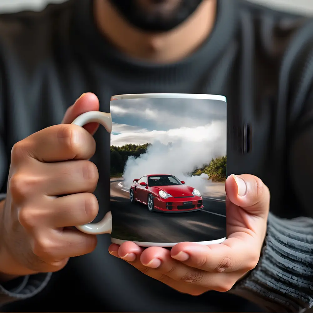 Red Porsche 911 GT2 Smoking Road – Mugs