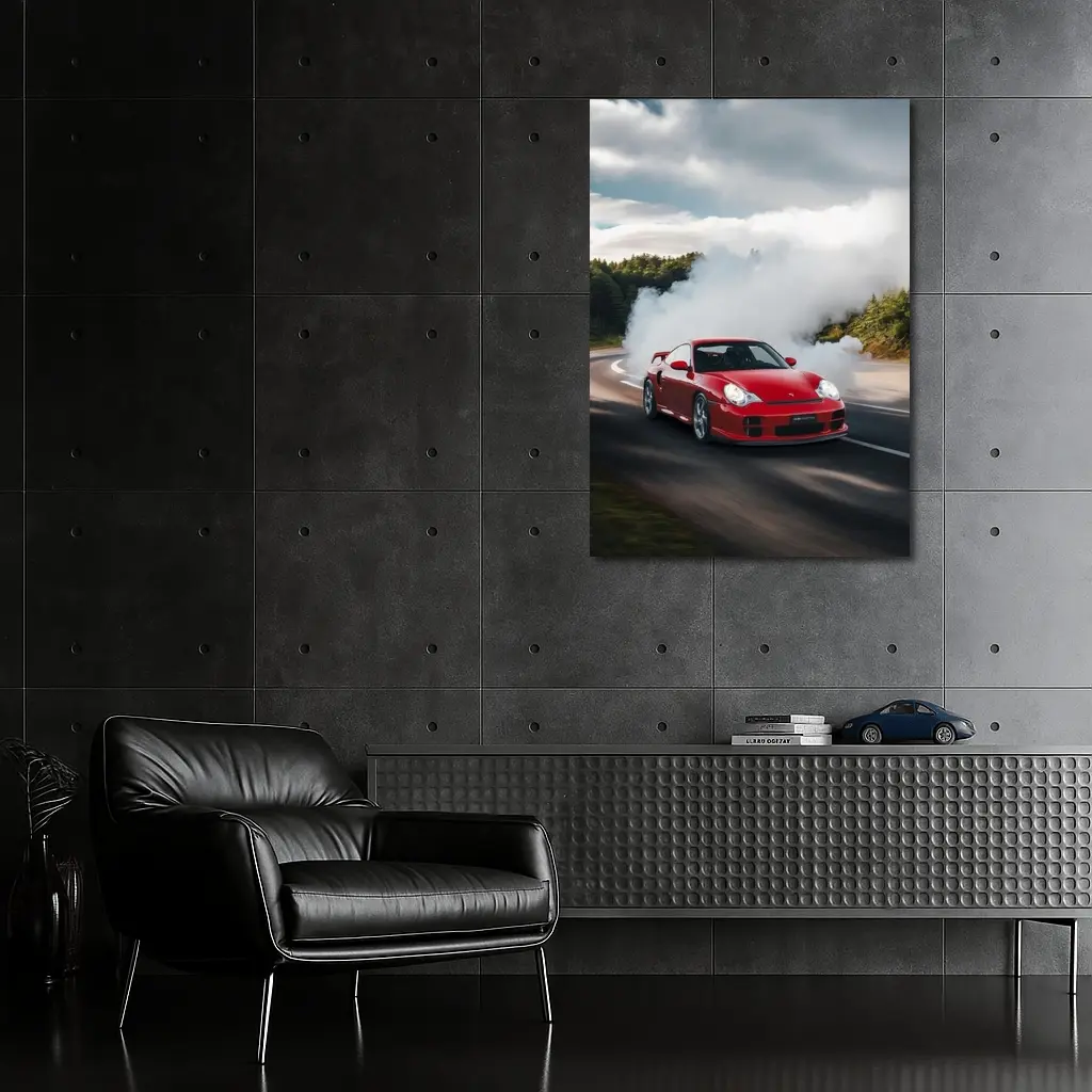 Red Porsche 911 GT2 Smoking Road – Wall Art