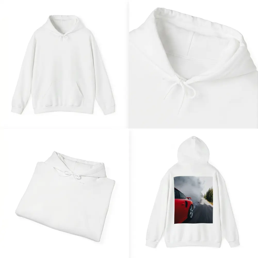 Red Porsche 911 Burnout Forest Road – Hoodies