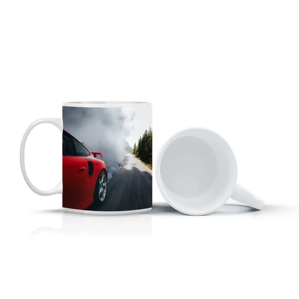 Red Porsche 911 Burnout Forest Road – Mugs