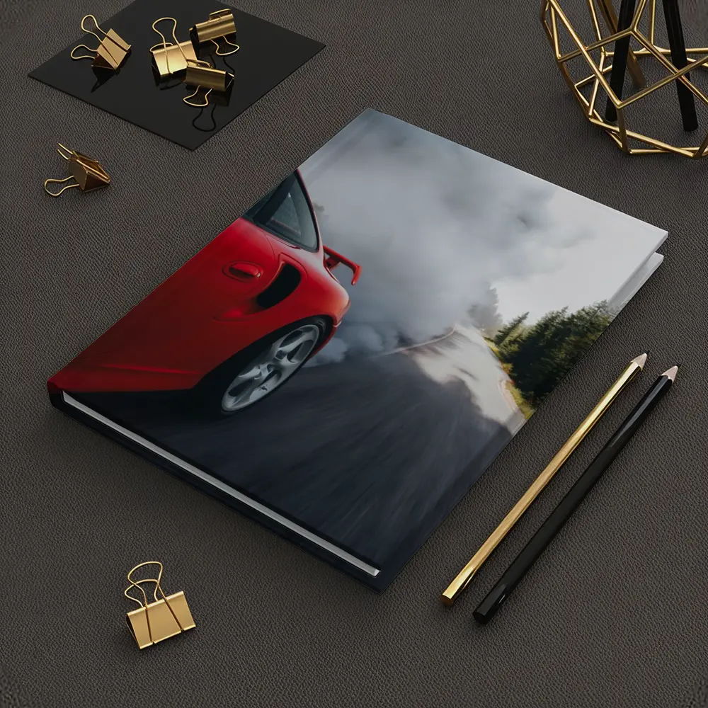Red Porsche 911 Burnout Forest Road – Notebooks
