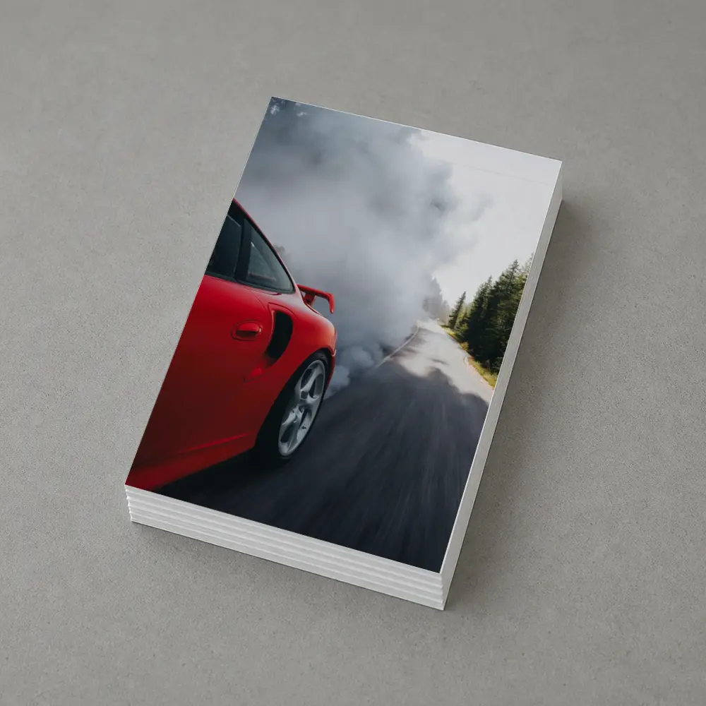 Red Porsche 911 Burnout Forest Road – Postcards