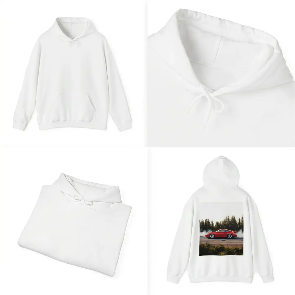 Red Porsche 911 Burnout Forest Road – Hoodies